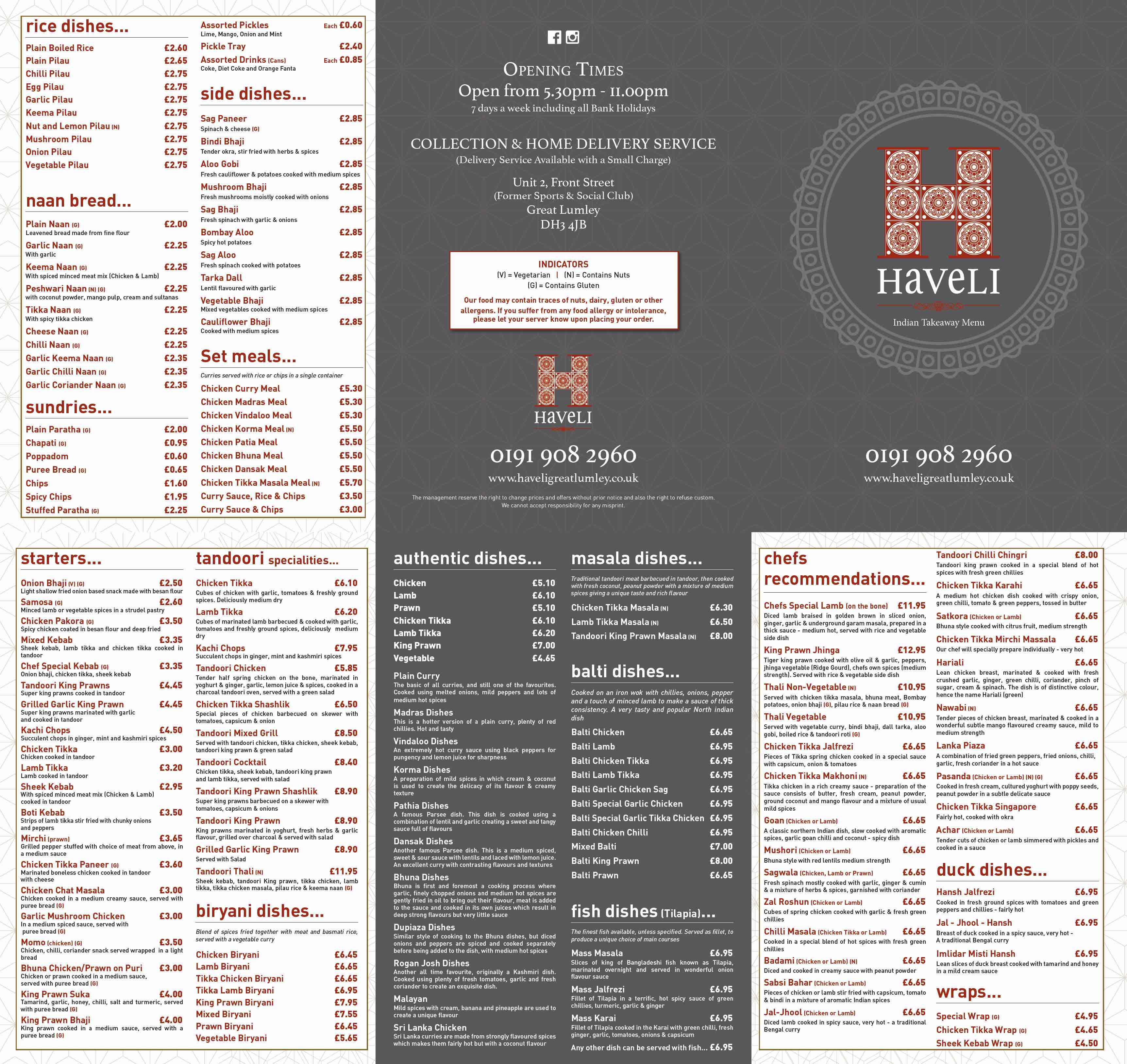 Haveli Menu Design